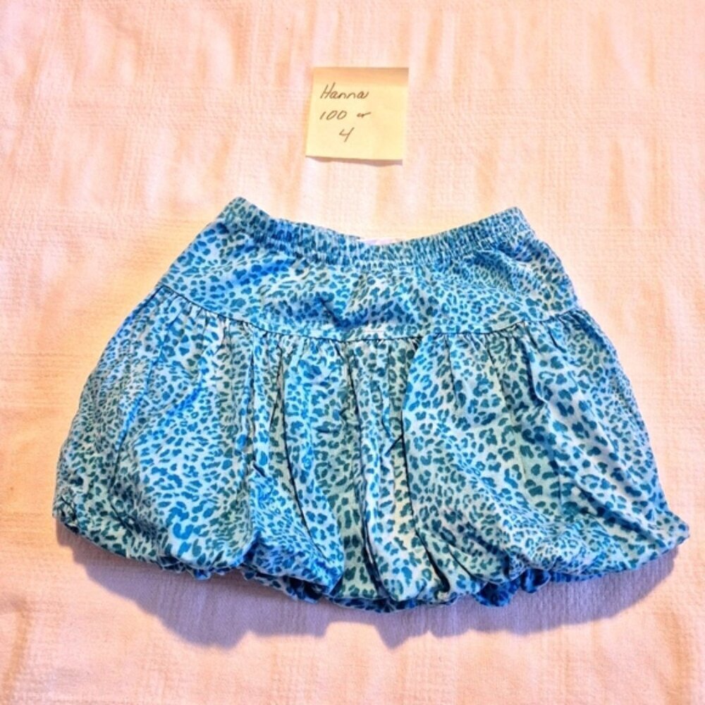 Hanna Andersson girls size 100 or 4 blue animal print poufy hem skirt VGUC